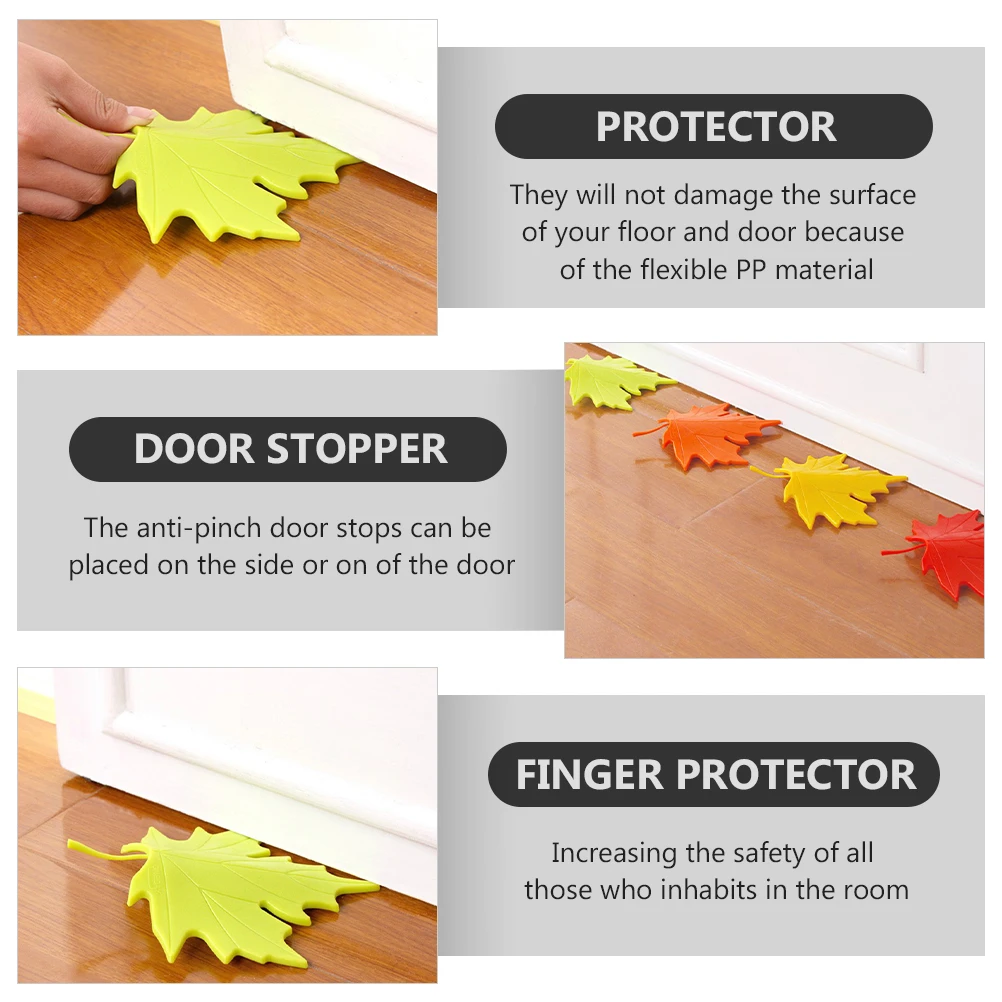

4Pcs Vibrant Anti Collision Door Stops Leaf Design Child Safety Prevent Slamming Doors PP Leaf Shape Finger Protector