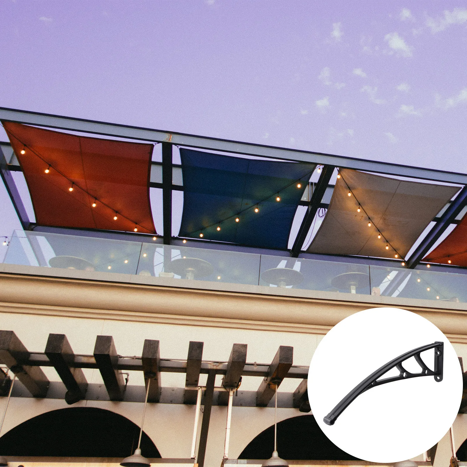 

Кронштейн для наружного балконного навеса, черный, с пазом 3 мм, изогнутый, для защиты от дождя, держатель для окон и дверей, уличный тент