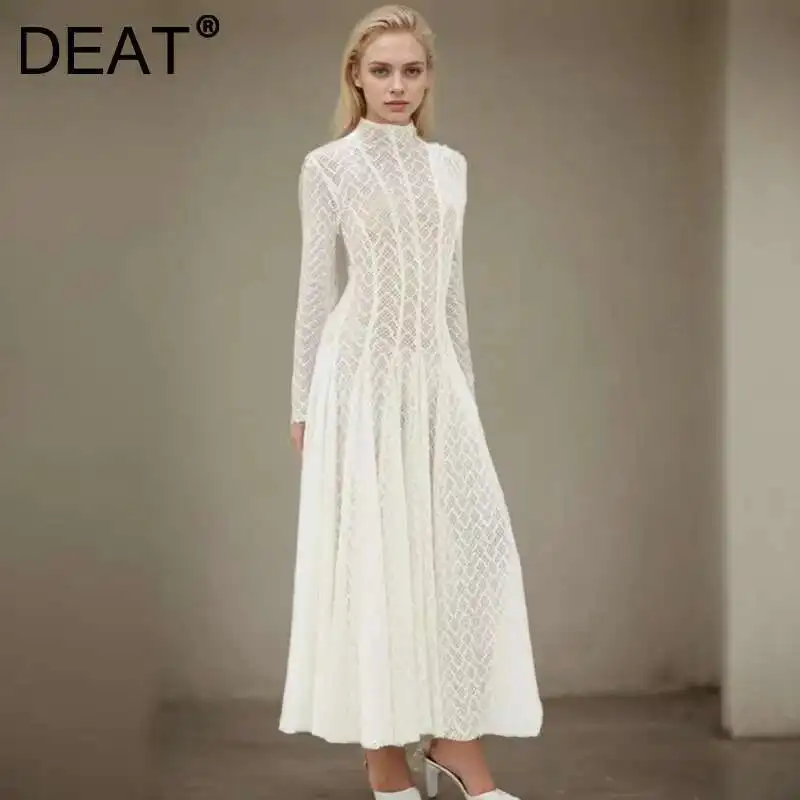 DEAT Fashion Lace Dress Women's Round Neck Hollow Out Slim Long Sleeve Retractoin Waist Big Swing Dresses New 7AB8070 - AliExpress 200000345 DEAT Fashion Lace Dress Women's Round Neck Hollow Out Slim Long Sleeve Retractoin Waist Big Swing Dresses New 7AB8070 - AliExpress 200000345