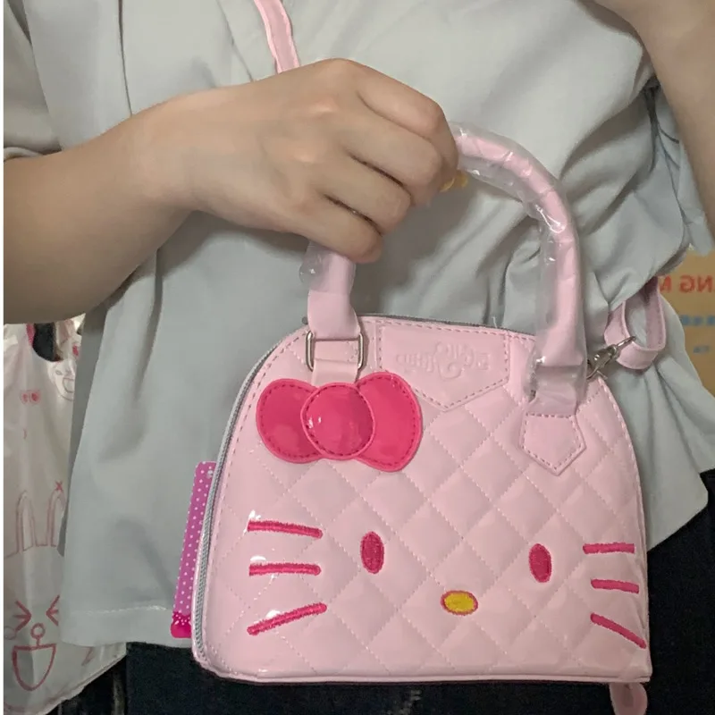 Sanrio Hello Kitty Tote Bag donna Pu Leather ricamo Pink Crossbody Bag Girl Fashion Cute Lolita Jk borsa a tracolla regalo per bambini