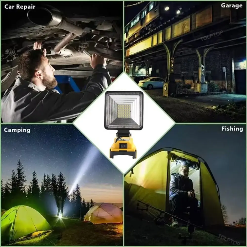 4-Inch LED Work Light with USB Type-C Adjustable Outdoor Searchlight High Brightness Durable for Makita/Dewalt/Milwaukee/Bosch
