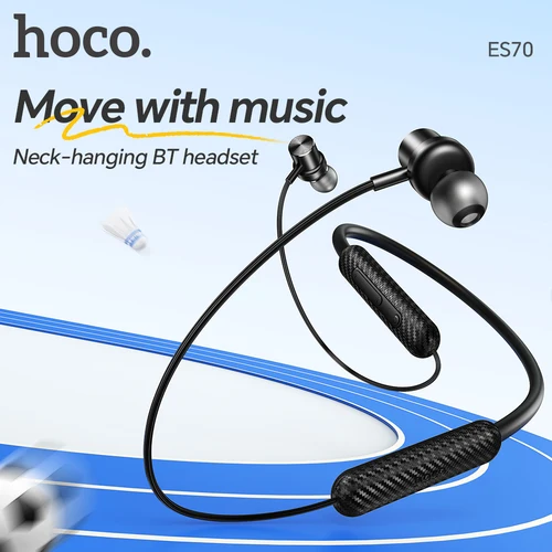 Imagen 1 del producto HOCO ES70 auriculares inalámbricos con banda para el cuello auriculares Bluetooth 5,3 deporte correr música suave auriculares amigables con la piel con micrófono