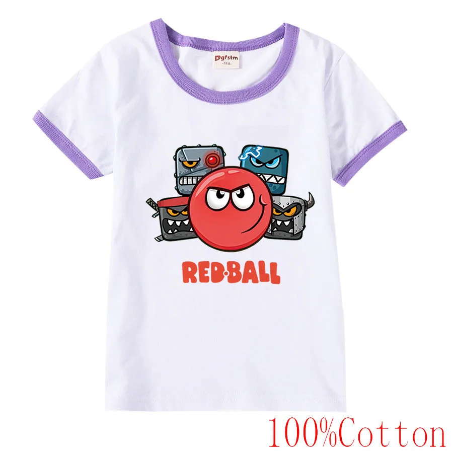 2-13 Years Old Children\'s Cotton T-Shirt Boy Girl Gift Game Shop Red Ball 4 Cartoon Print T Shirt Summer Kids Baby Casual Tshirt