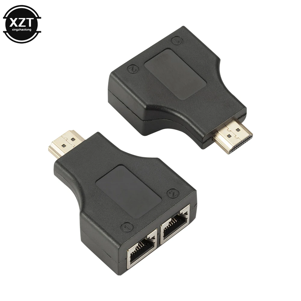 2pc 4K HDMI-Compatible Extender HDMI-Compatible Extension up to 30m CAT5e / CAT6 UTP Ethernet Cable RJ45 Ports LAN Network