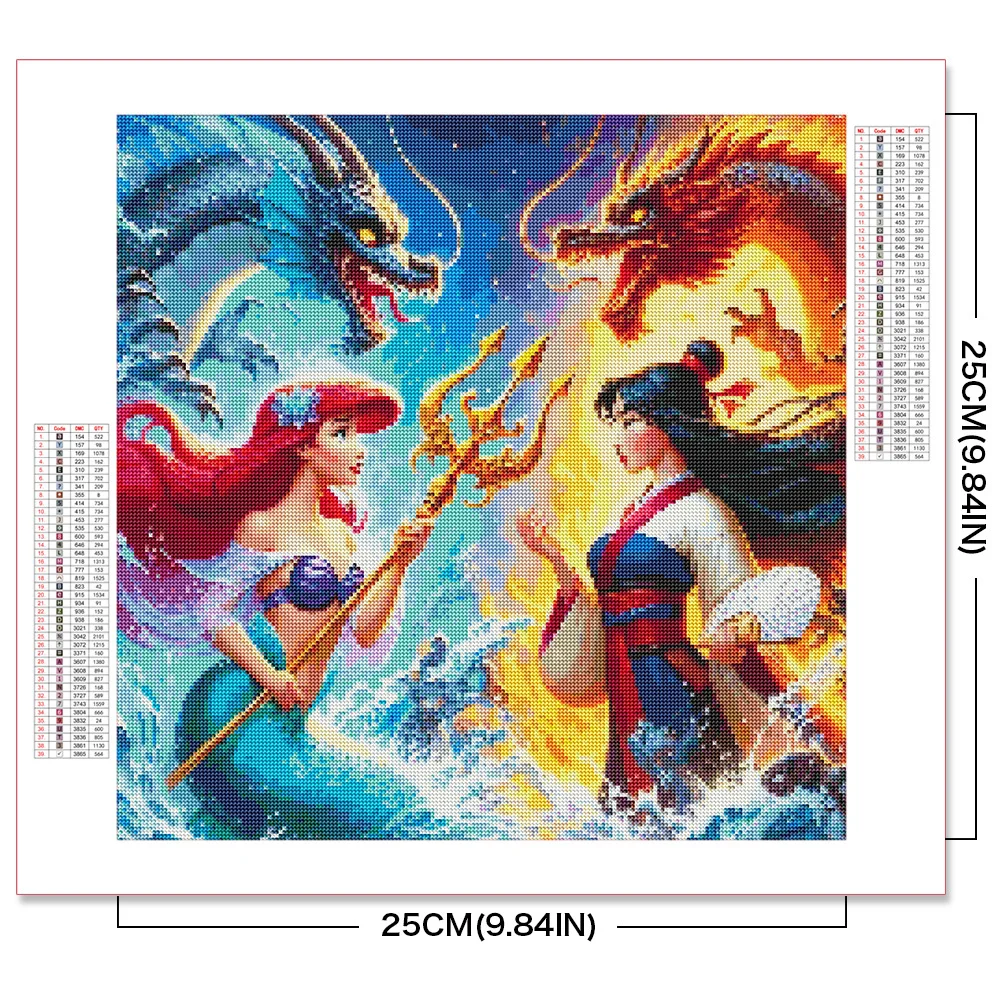 Disney Full Drill Diamond Painting Ariel New Arrival Embroidery Cartoon Mulan Picture Rhinestones Mosaic Little Mermaid Wall Art