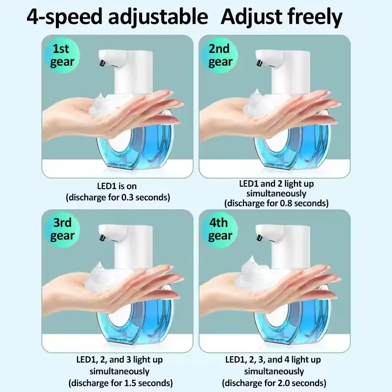 420ML Countertop Or Wall-Mounted 4-Levels Adjustable Foam/Gels Electric Automatic Smart Sensor Soap Dispenser For Hotel School