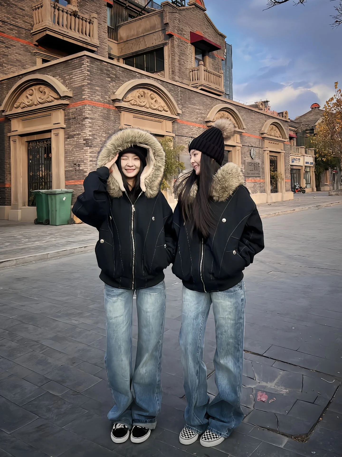 

American Retro Hooded Thiened Cotton Jaet Loose Fit Men's Clothing Couple's Outerwear Youth Faion Warm Long Sve Zipp...