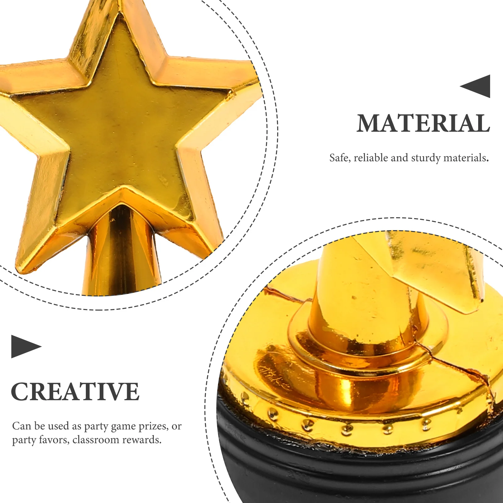 

12Pcs Star Award Trophy Set Golden Color Plastic Base Party Game Prizes Classroom Rewards Appreciation Gifts Celebration