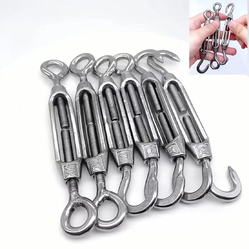 1pcs Oc Oo Cc Type M4 M5 M6 M8 M10 M12 M14 M16 M18 M20 304 Stainless Steel Hooks & Eye Turnbuckle Wire Rope Tension Tightener