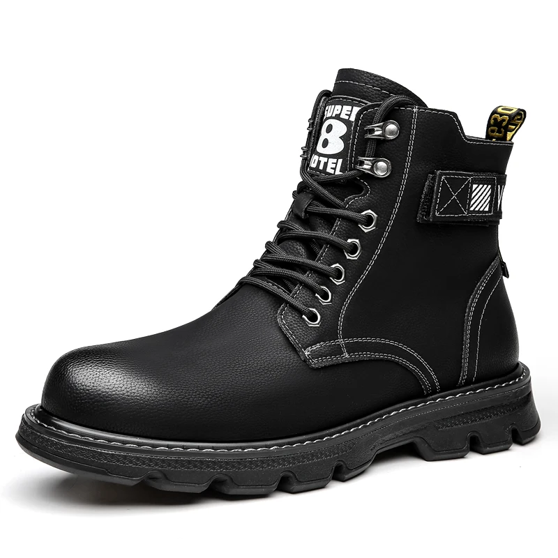 

2025 New Men's Big Yellow Boots Durable Anti - Skid Sole High - Top Chunky Sole Winter Fleece Lined British Work Boots Motorcycl