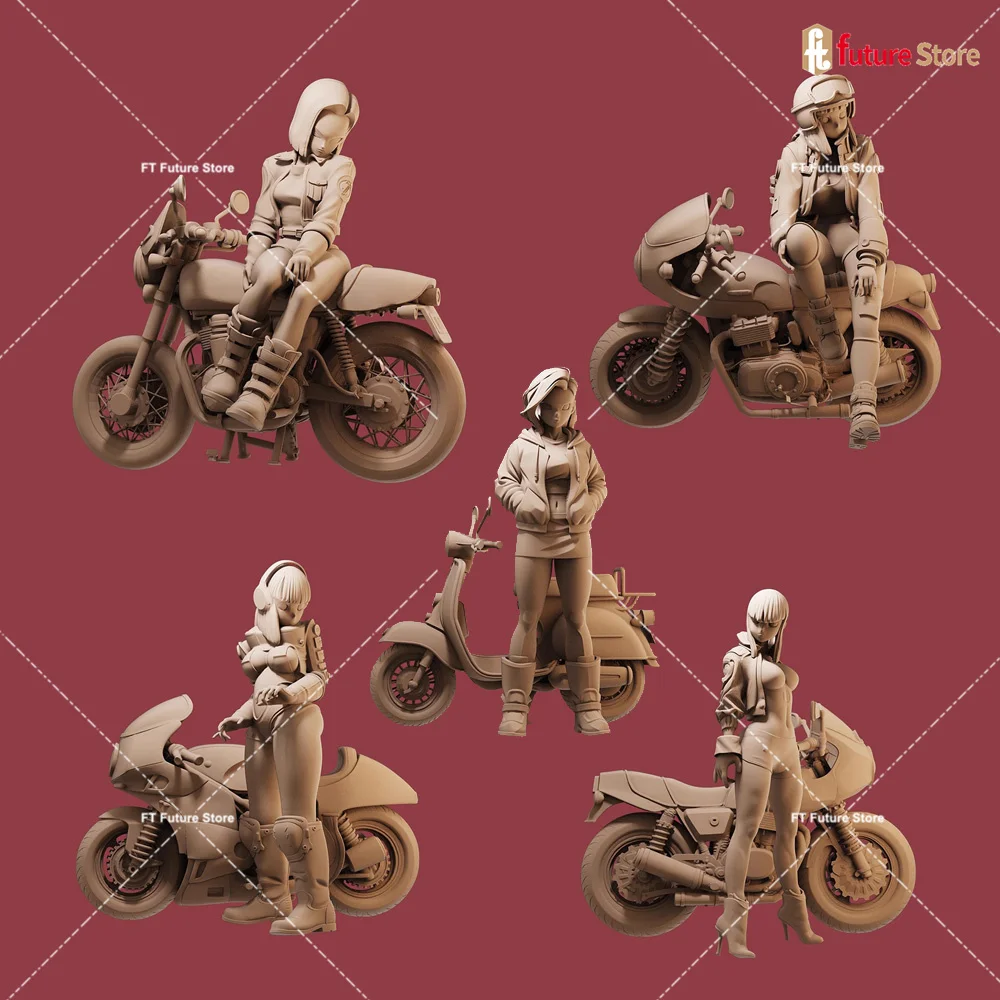 

3D Print Miniature 1/64 Anime Girls Knight Motorcycle Figure Street Scene Props Mini Doll Model For Car Model Decor Crafts