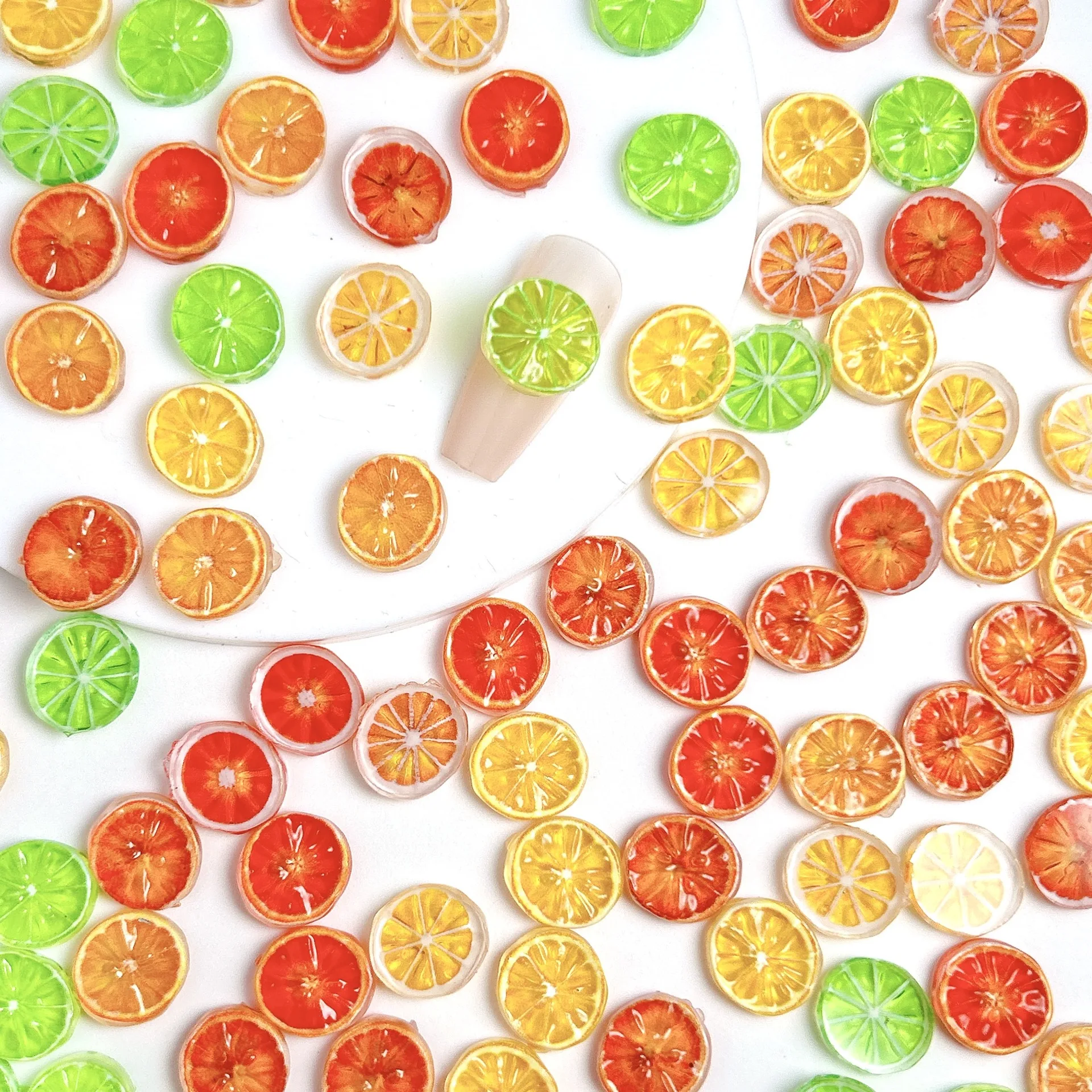 Lemon Resin Nail Charms Parts Mixed Colors Lemon Patches Design Decoration For Nail Art DIY Mini Fruit Orange Slices Accessories