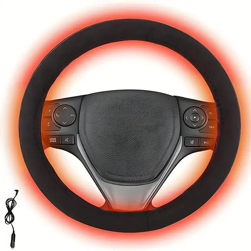 

1PC Winter Electric Heating Car Steering Wheel Cover Heating Magnetic Separation Without Winding Speed Heating Warm Handle Cover