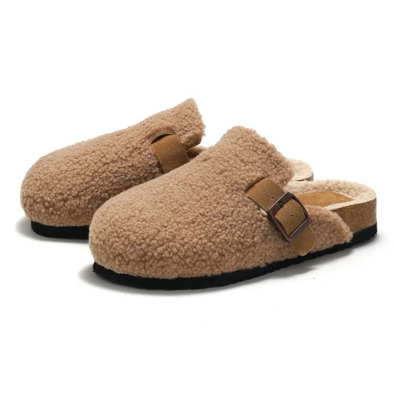 

designer mules sandals birkens slides women's cork cotton shoes women's student shoes warm plush fur slippers for woman