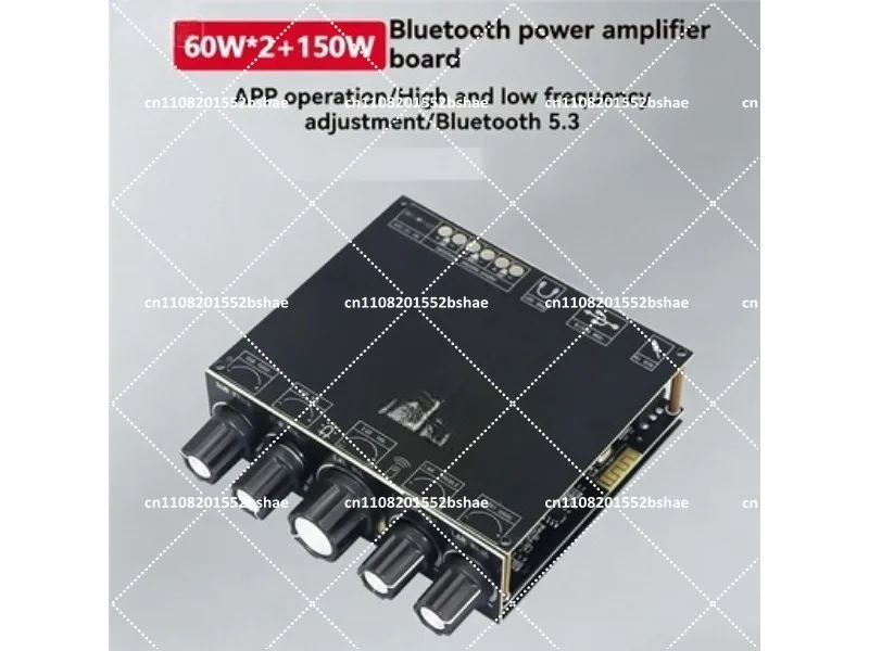 2x60W+150W Subwoofer Bluetooth 5.3 Power Amplifier Board 2.1 Channel Class D Module with USB Sound Card Equalizer