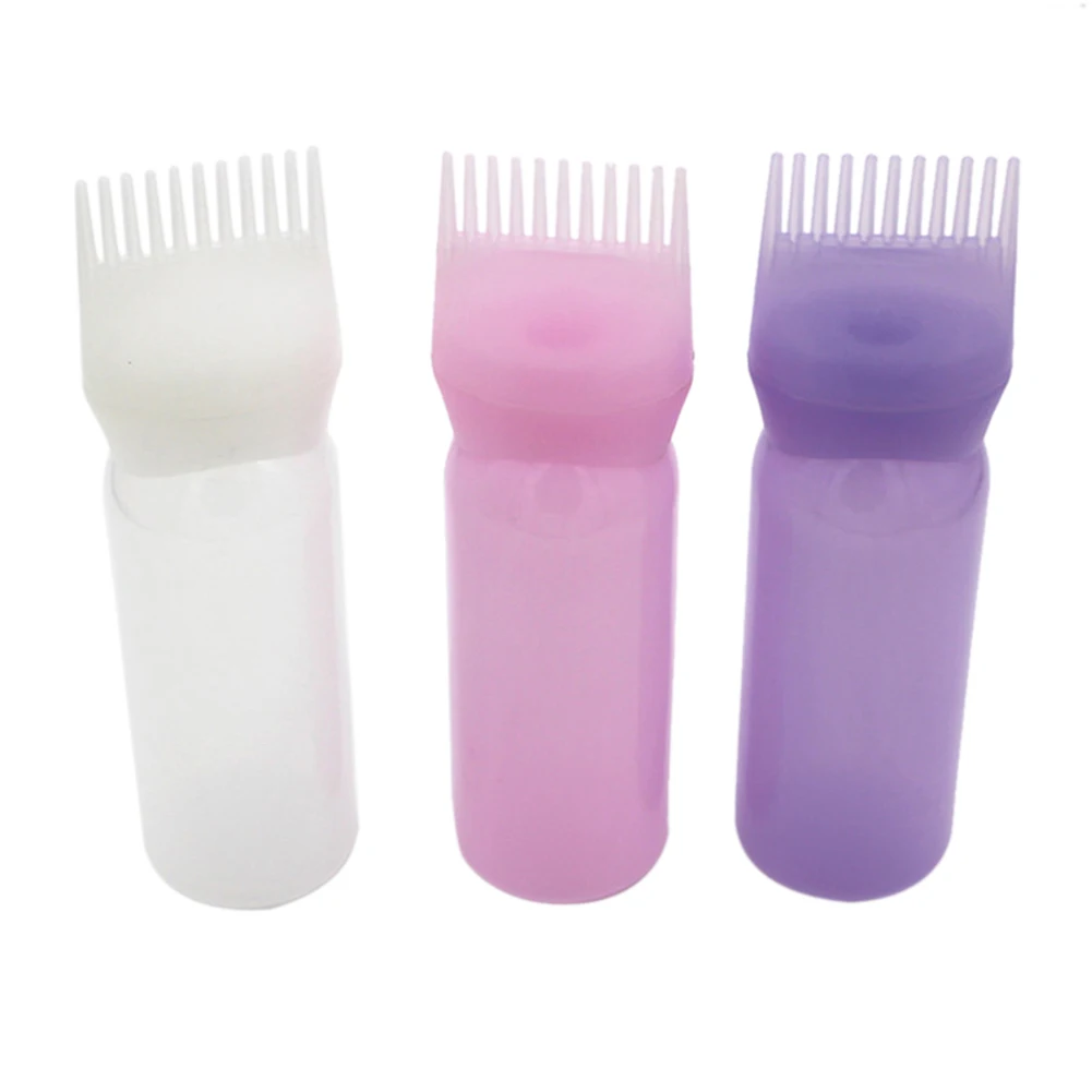 120ml Hair Dye Applicator Comb Bottle Durable Flexible Plastics Brush for Hairdressing Coloring Dispensing Random Color