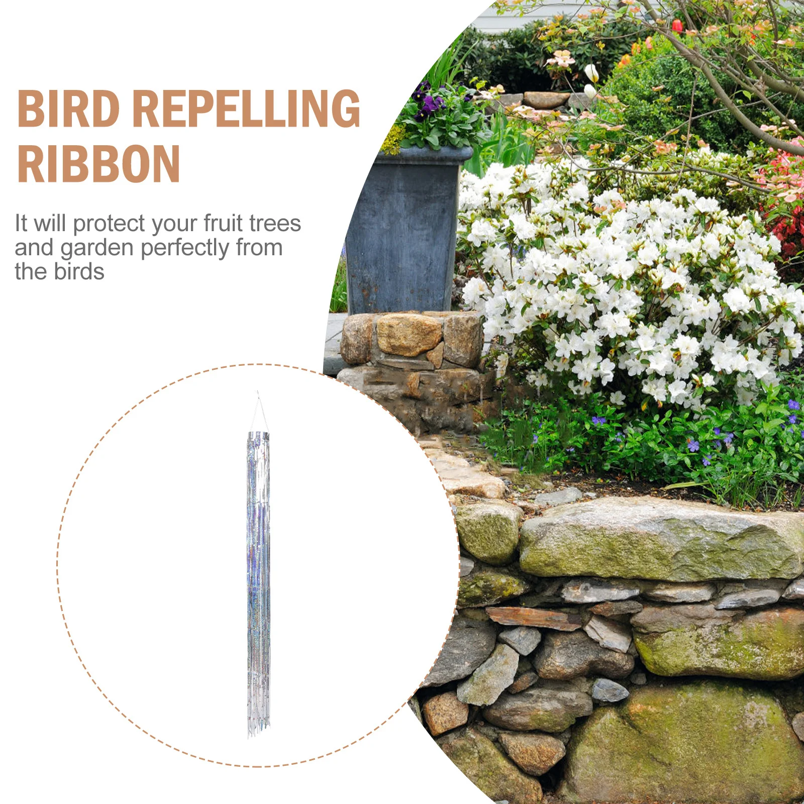 1pcs Bird Repellent Tape Reflective Strip Garden Tree Fruit Protection Bird Deterrent Ribbon Outdoor Decorative Use