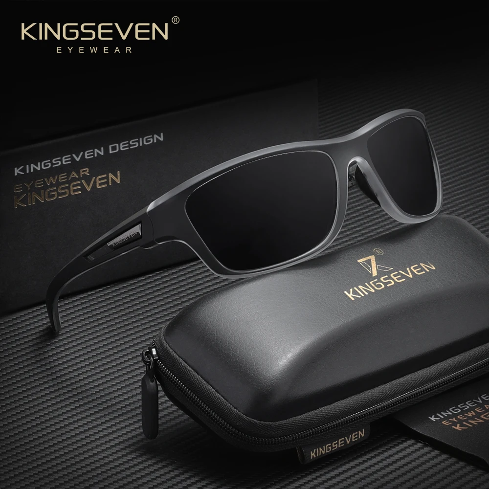 نظارات شمسية عصرية للرجال والنساء من KINGSEVEN لركوب الدراجات في الهواء الطلق والقيادة موضة مستقطبة UV400 بإطار مستطيل مضاد للوهج