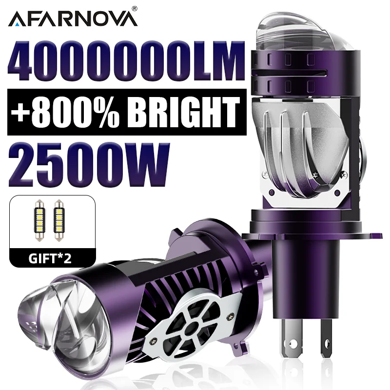 

2PC проектор H4 объектив светодиодные автомобильные фары мини Bi LED 4000000LM 2500W Canbus Turbo авто мотоциклетные лампы высокого низкого освещения 12V