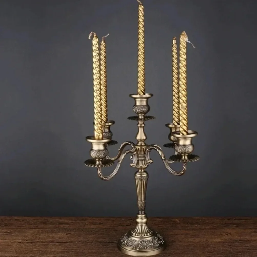 Retro Bronze Candlesticks Metal 5-arms/3 Arms Candle Holders Wedding Table Home Decoration Desktop Ornament Vintage Candle Stand