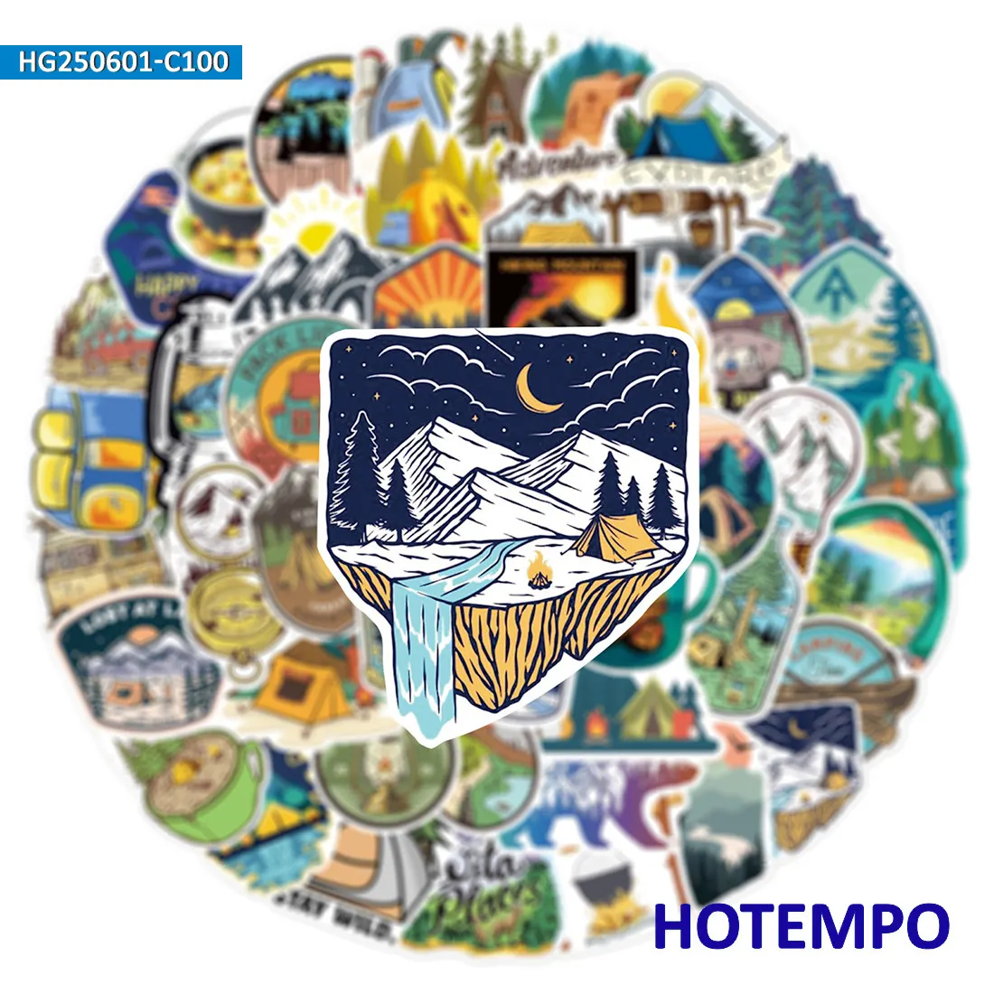 مجموعة ملصقات السفر للتخييم، رحلة تسلق للمغامرة الخارجية والمشي لمسافات طويلة، لأمتعة الهاتف المحمول، حزمة ملصقات مضحكة، 100 قطعة #2