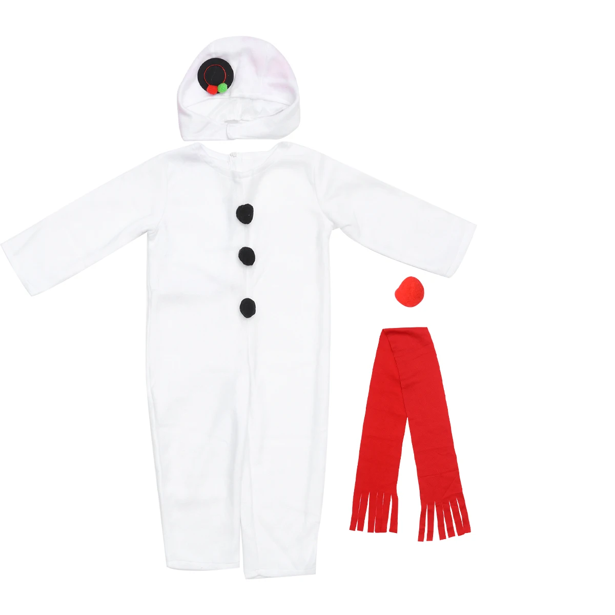 

4PCS Snowman Jumpsuit Set Kids Cosplay Costume Children Warm Nylon Winter Outfit Holiday Party Festive Apparel Christmas