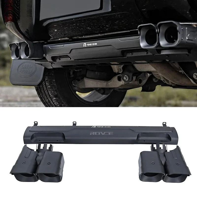

Rear Bumper New Design For 2020-2024 Defender Tips Exhaust Pipes Black Aluminum Alloy Tail Throat
