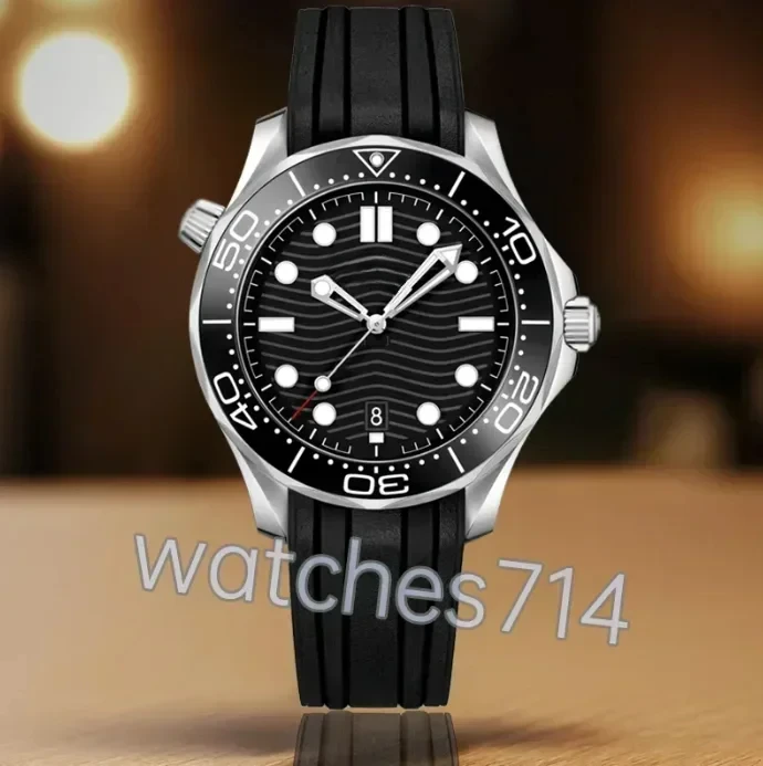 Luxury New Men Automatic Watch for Men Mechanical Watches Stainless Steel Black Blue Rubber Strap Ceramic Bezel Sapphire 41mm