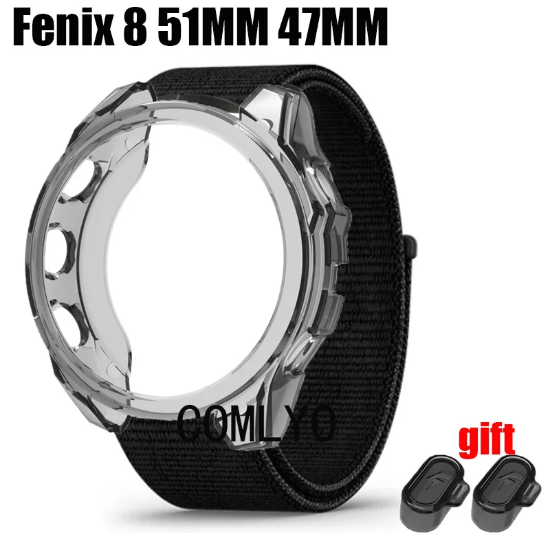 Per Garmin Fenix 8 51mm 47mm cinturino Smart watch TPU Soft Cover paraurti protettivo Nylon sport Band donna uomo cintura