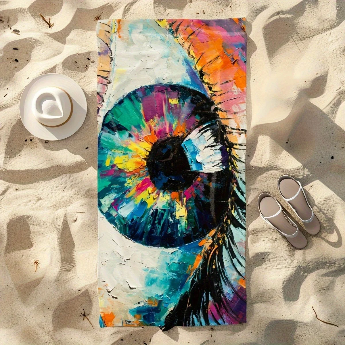 

Vibrant Eye Pattern Quick Dry Microfiber Beach Towel Super Absorbent Yoga Swimming Camping Surfing Travel Machine Washable