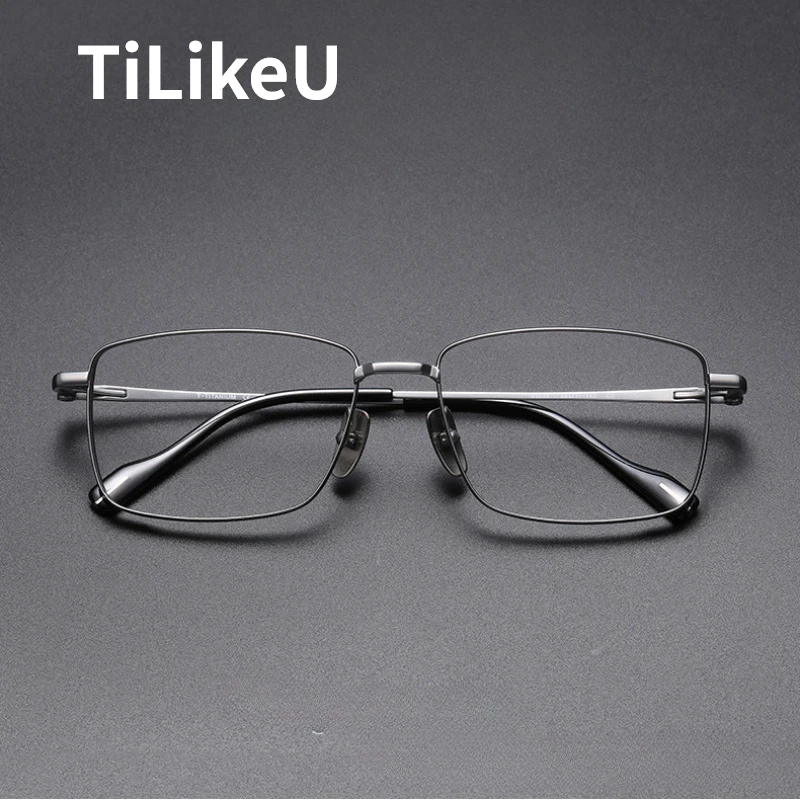 2024 Pure Titanium Myopia Glasses Frame Men Full Fim Prescription Eyeglasses Business Square Big Face Trend Luxury Brand Eyewear