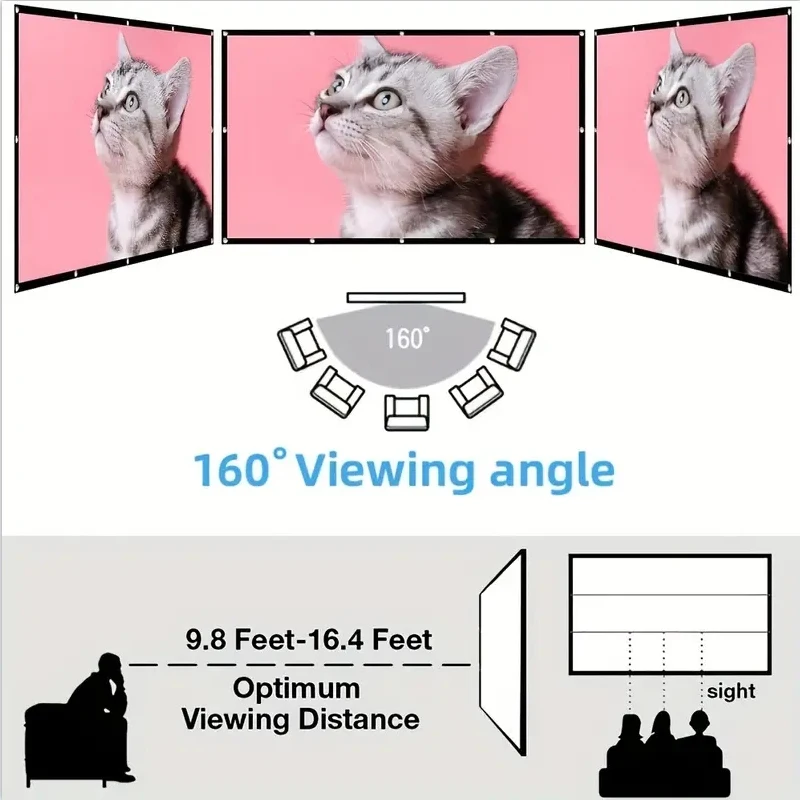 شاشة عرض سهلة الطي 60-150 بوصة خيمة سهلة 16:9 شاشة عرض خارجية عالية الدقة 2K 4K