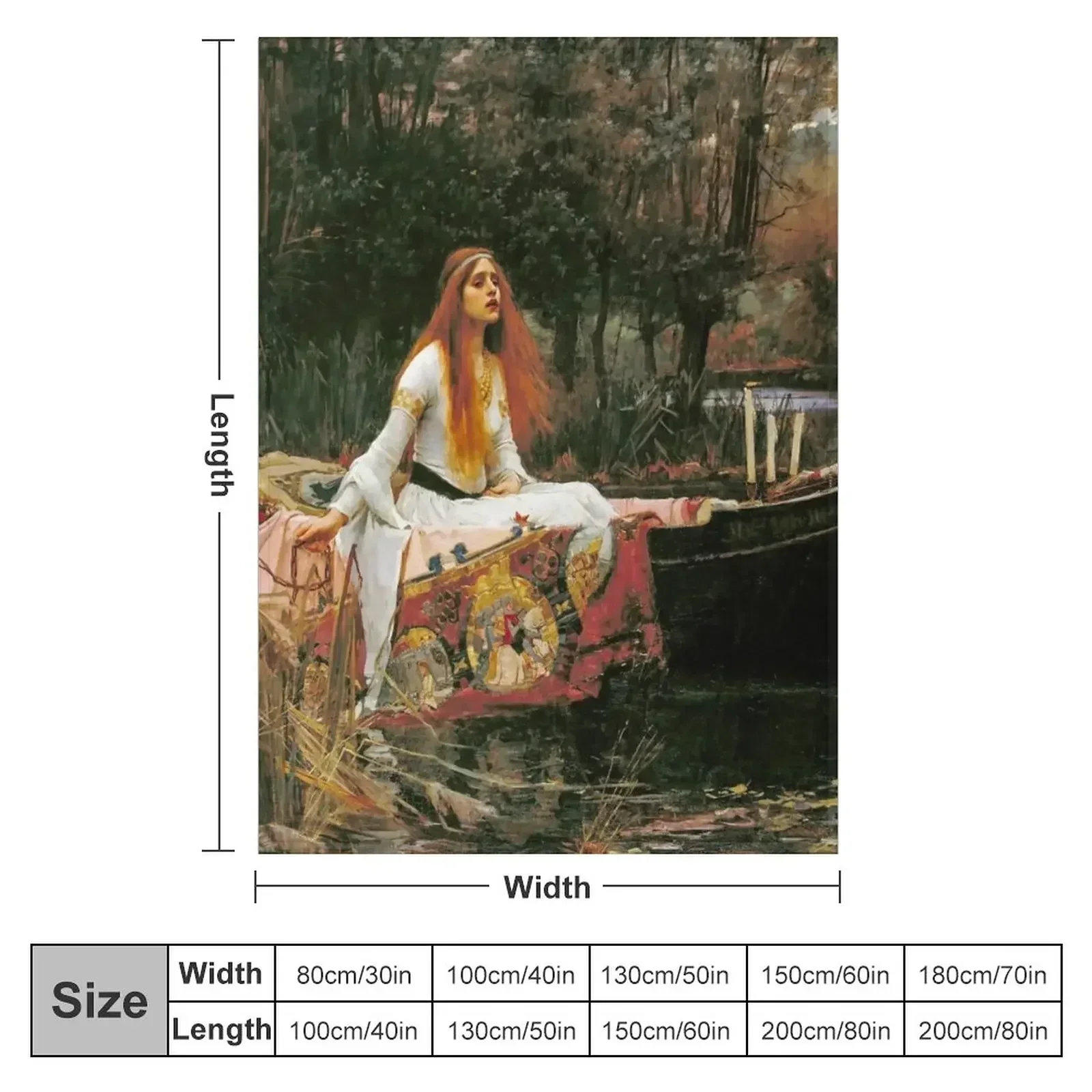 The Lady of Shalott by John William Waterhouse Throw Blanket couch cozy soft plush fuzzy picnic outdoor blanket