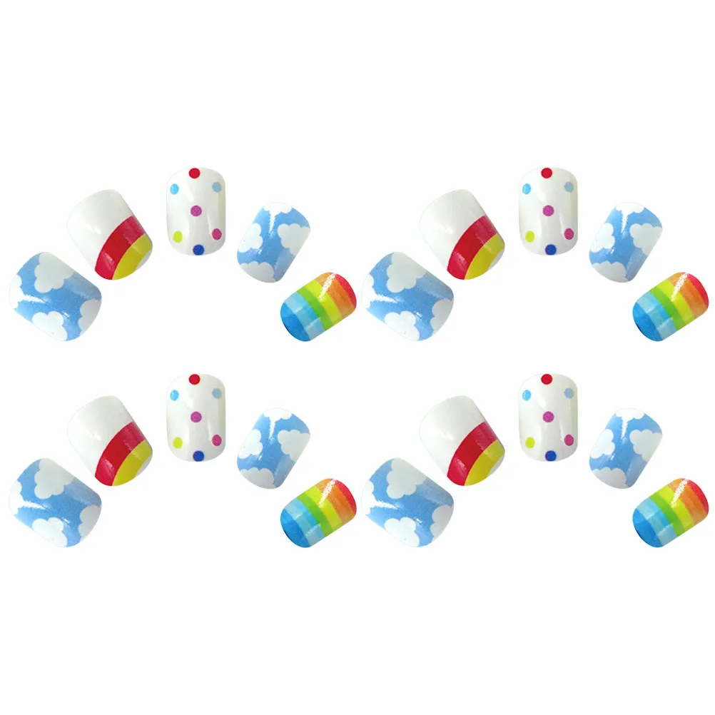 

24 Pcs Fake Nails Stickers False Decals for Childrens on 's Cartoon