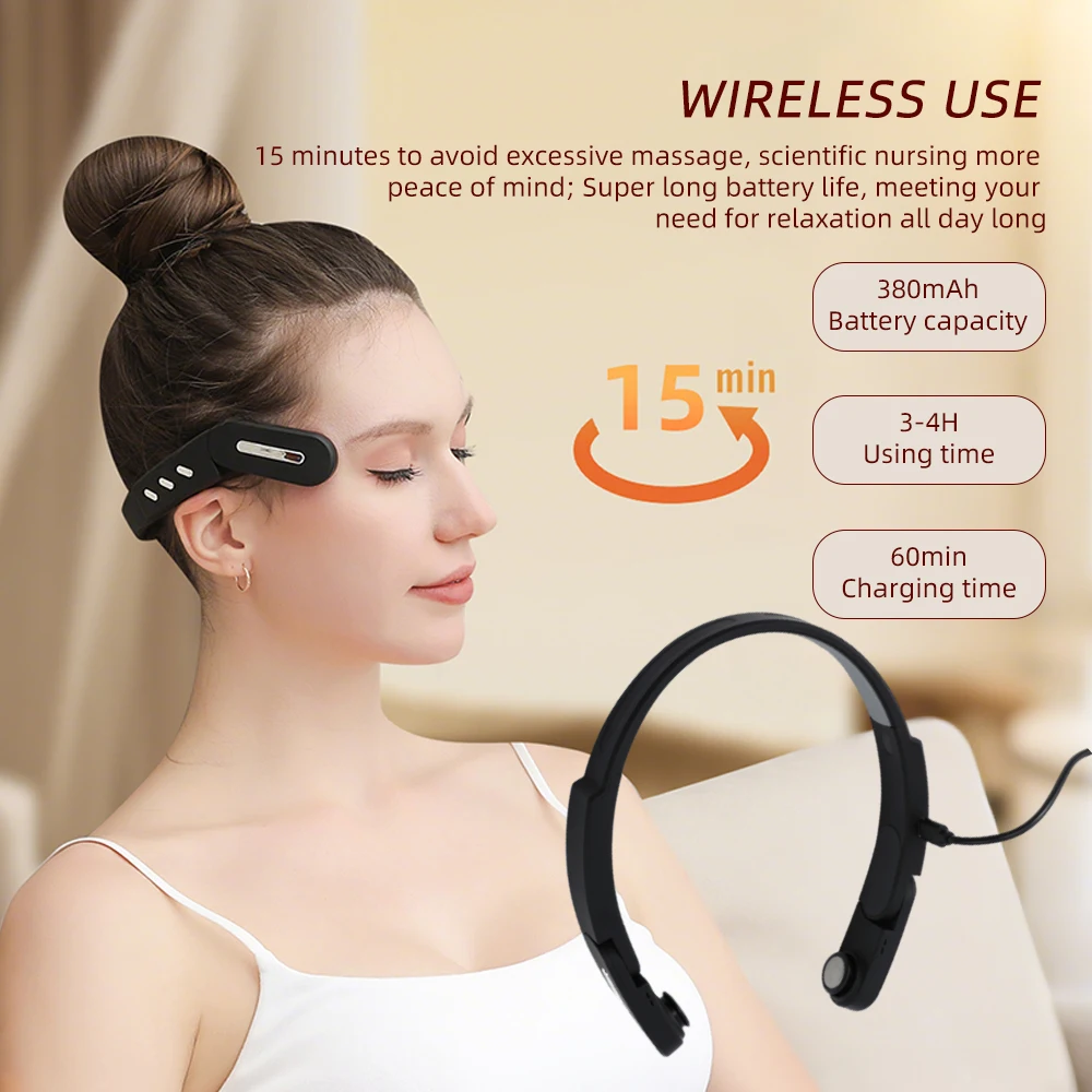 مدلك الرأس الكهربائي EMS مايكرو الحالي الاهتزاز رئيس معبد مدلك تخفيف التعب الدماغ الإغاثة تحسين النوم الاستخدام اللاسلكي