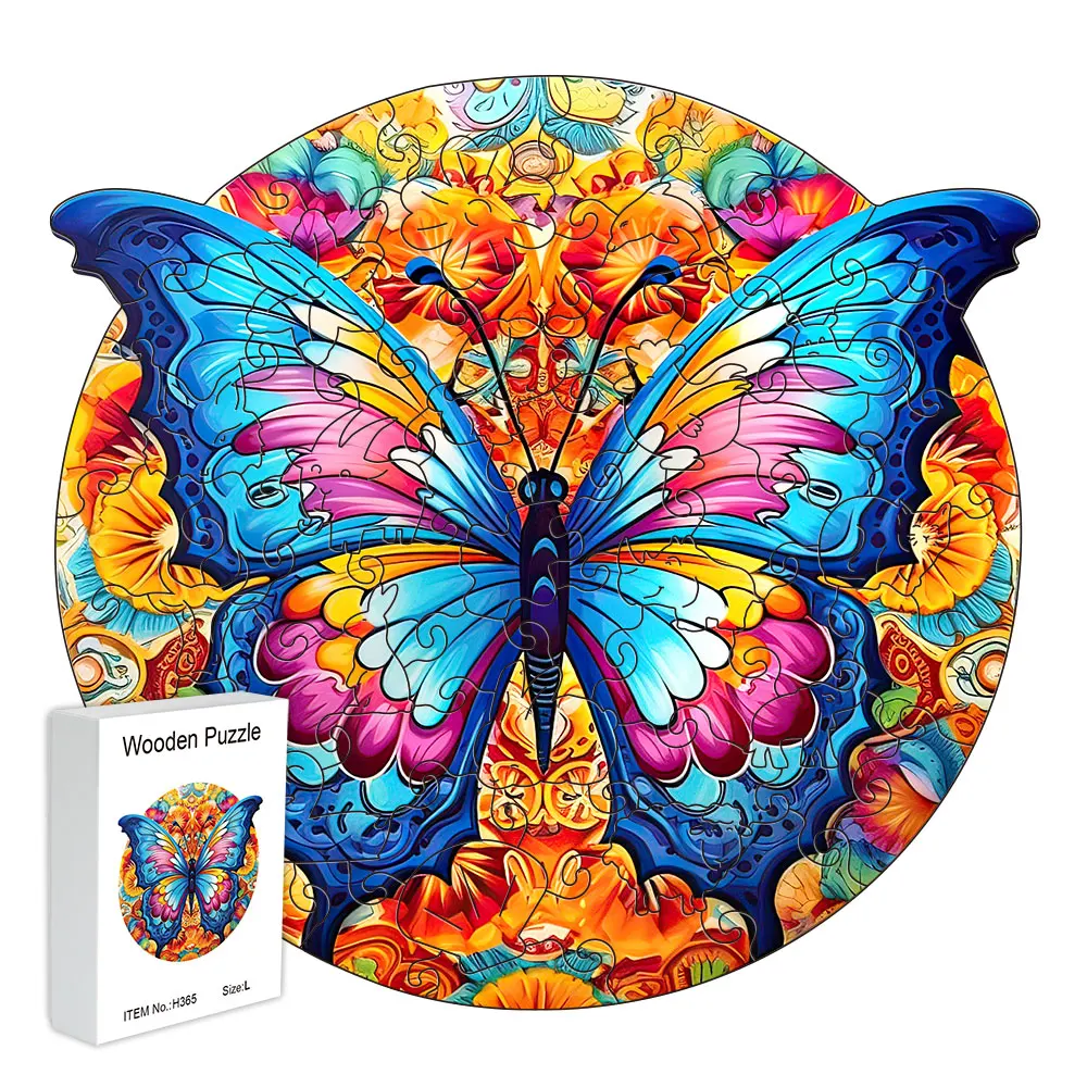 Wooden puzzle Butterfly Gift box Beautiful gift for Thanksgiving irregularly shaped animal puzzle gift for adults to decompress