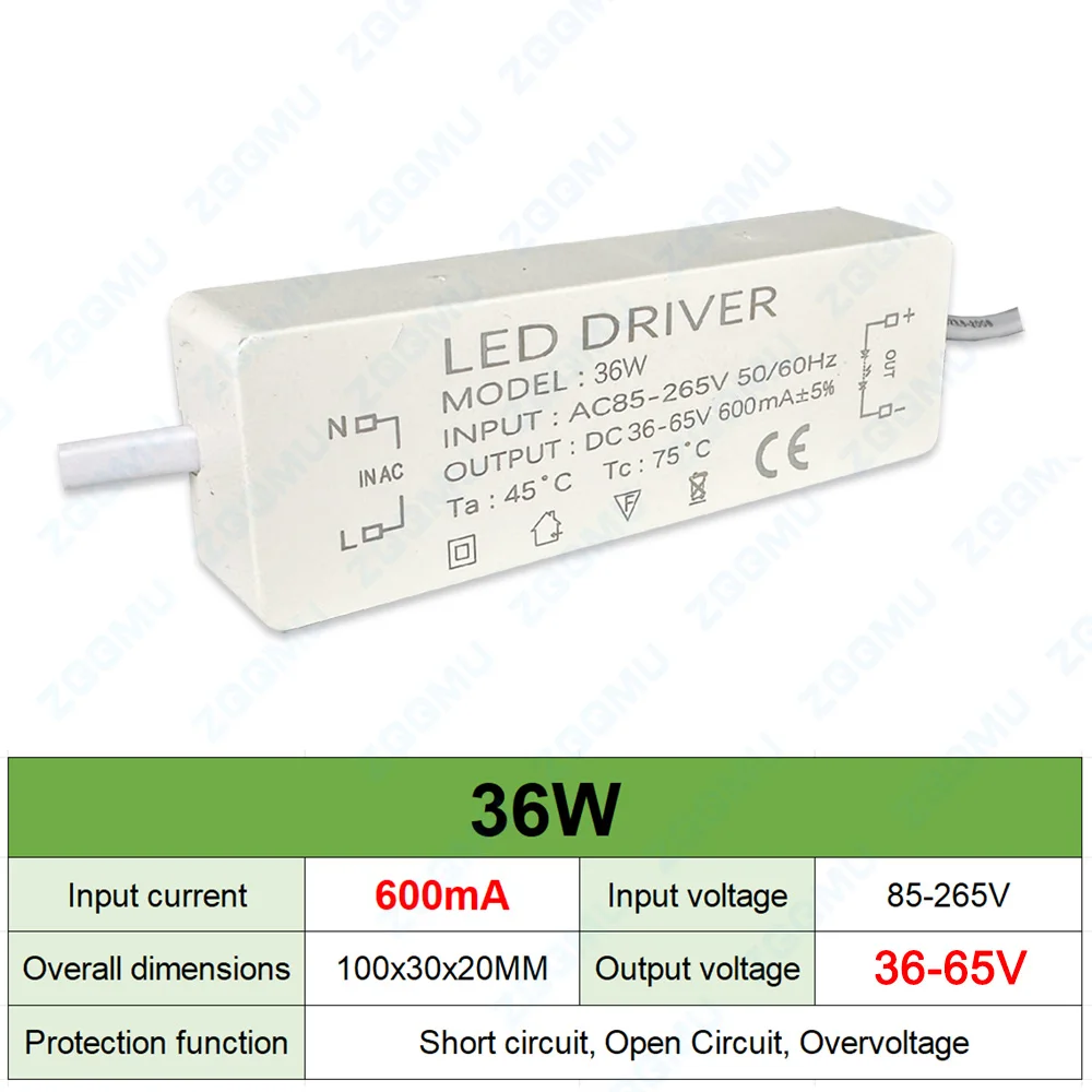 LED Driver 1-3W 4-7W 8-12W 18W 20W 18-25W 25-36W  300MA LED Constant Current Driver Power Supply Unit for Driver LED Transformer