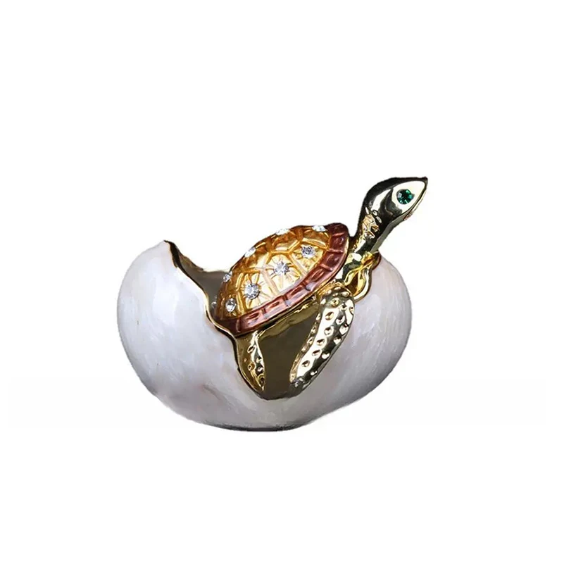 Handmade Enamel Colored Drawing Little Sea Turtle Jewel Case Jewelry Storage Box Metal Handicraft Home Furnishing Articles