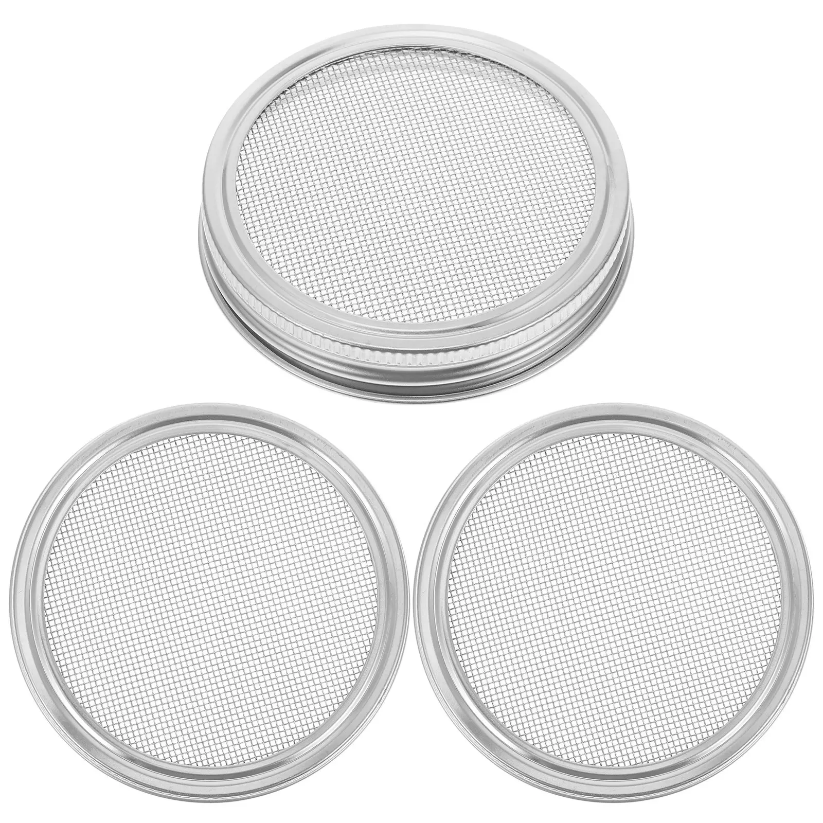 3Pcs 86Mm Stainless Steel Sprouting Lids Wide Mouth Mason Jar Filter Cap for Home Kitchen Sprouting Organic Broccoli Bean Lentil