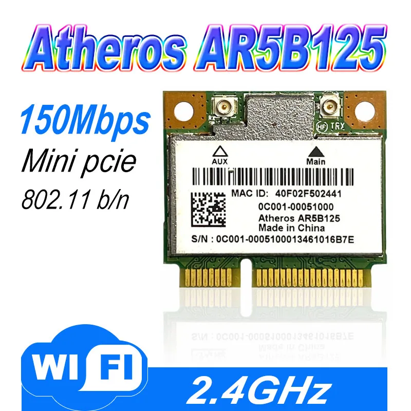 Atheros AR5B125 wireless 802.11n 150Mbps Wifi CARD half mini PCI-E CARD For dell card miniPCIe