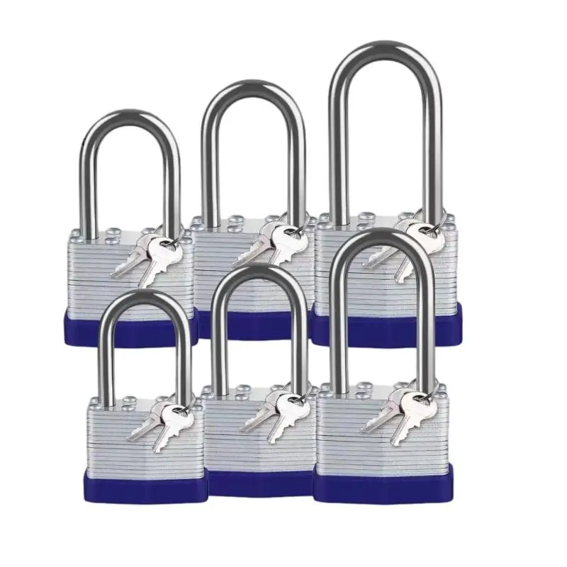 1 Set High Quality Steel Anti Cut Laminated Padlock Heavy Duty Security Padlock Short And Long Anti Rust Security Lock
