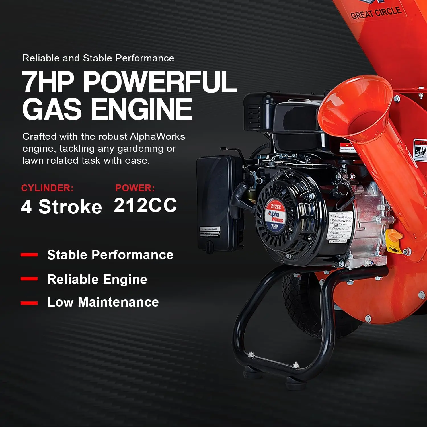 GreatCircleUSA آلة تقطيع الخشب من GreatCircleUSA، تعمل بالغاز شديدة التحمل 3 في 1، متعددة الوظائف، 3 بوصة، أقصى قدرة قطر الخشب EPA