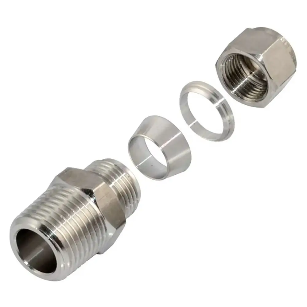 1Pcs 1/8" 1/4" 3/8" 1/2" Male Thread to 3-16mm OD Quick Fitting 304 SS Stainless Steel Tube Connector Double Ferrule