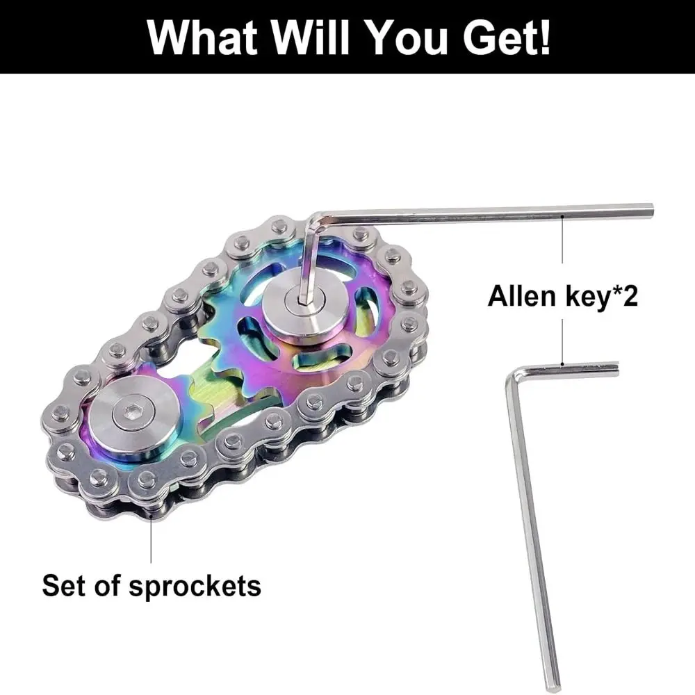 ลูกข่างโลหะปี 2025 หลากสี ทนทาน หมุนได้ ทำจากสแตนเลส พร้อมโซ่และเฟือง