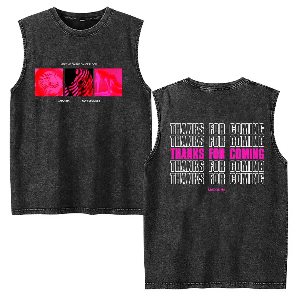 Vintage Washed Tank Top Madonna Confessions II Tour 2026 Graphic T Shirt Men Women's Loose Clothing Fashion Short Sleeve T-Shirt