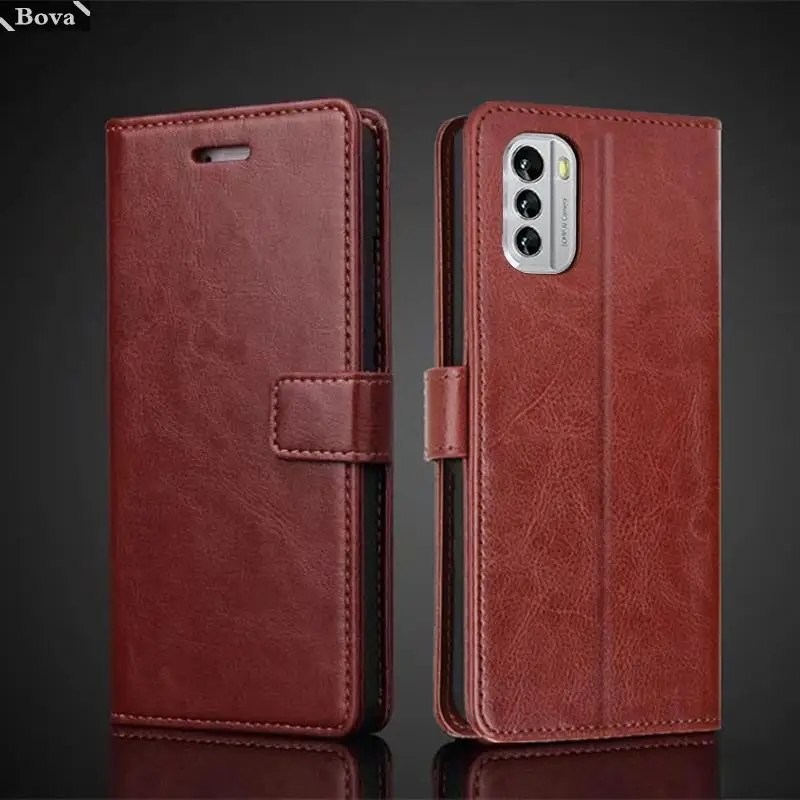 Para Nokia G 60 tarjetero Funda de cuero Pu para Nokia G60 funda con tapa Retro cartera funda ajustada Fundas de negocios Coque