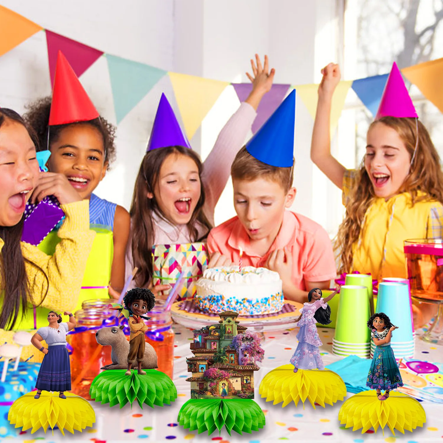 7個入り エンカント ハニカムボール デスクトップデコレーション ハニカムペーパーファンセット ミラベル 誕生日デコレーション パーティー用品