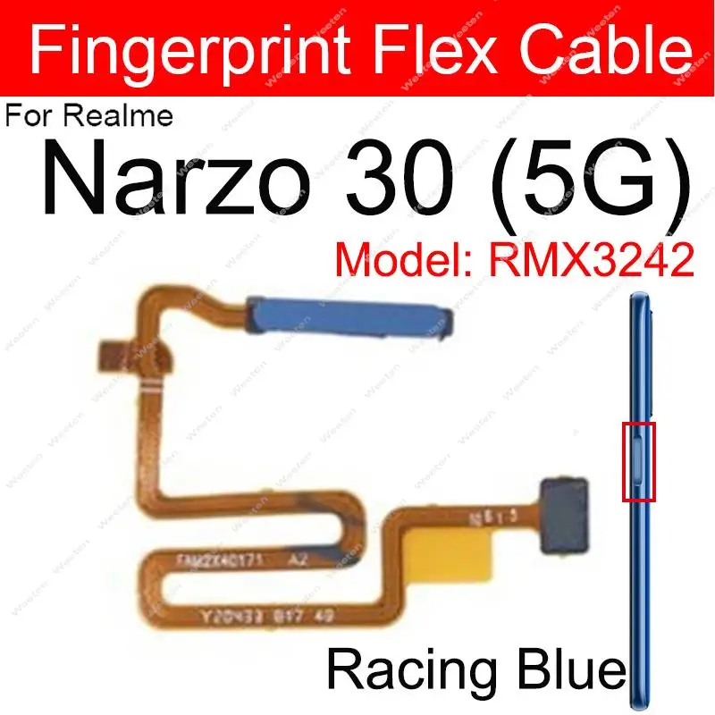 Fingerprint Sensor Flex Cable For Realme Narzo 10 20 30 Pro 4G 5G Power Button Home Unlock Touching Fingerpoint Parts