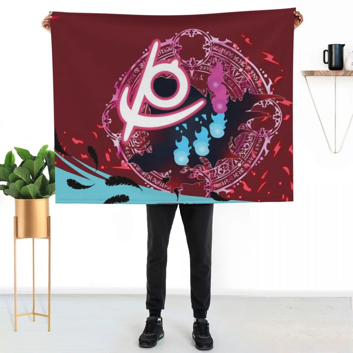 

FFXIV Reaper Job Mat Throw Blanket Soft Bedroom Blanket for Night Sleeping
