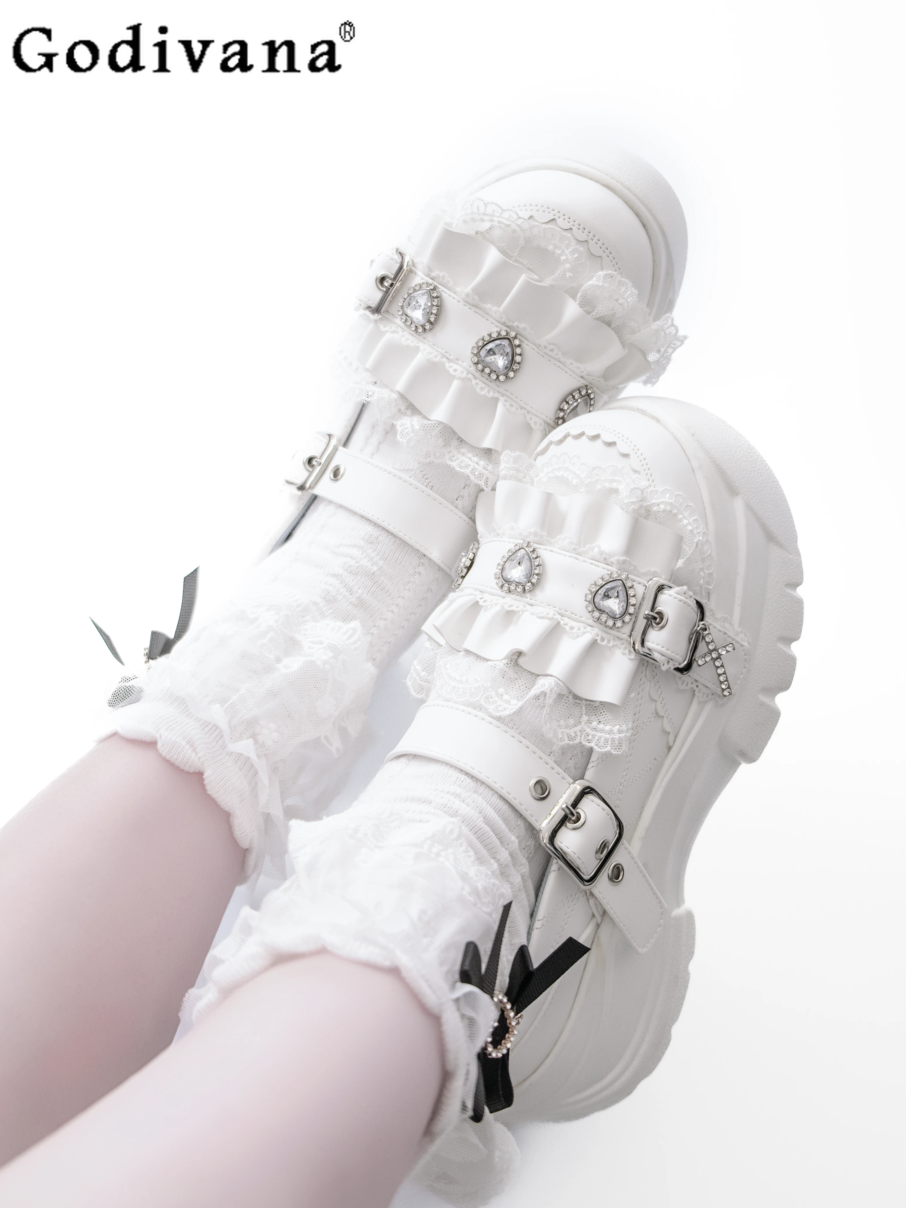 

Y2K Subculture Japanese Original Lolita Platform Thick Sole Shoes Sweet Cool Girl Landmine Style JK Uniform Mary Jane Shoes